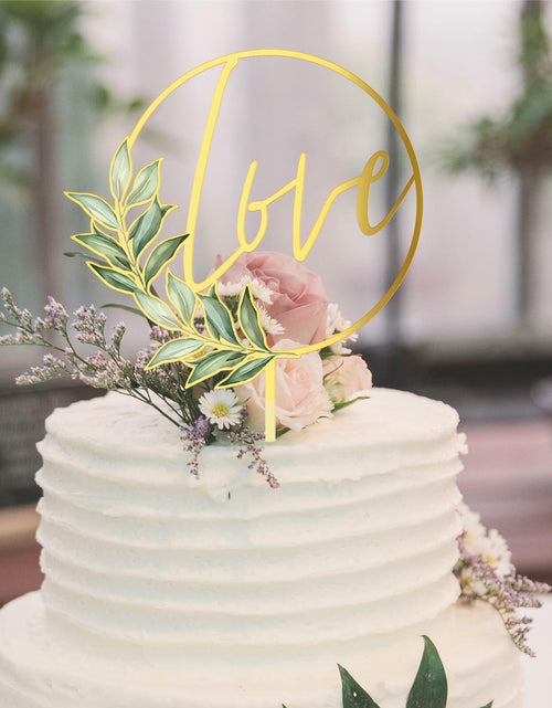 Load image into Gallery viewer, Party to Be Love Wedding Cake Topper Gold Acrylic Love 01 Design 02
