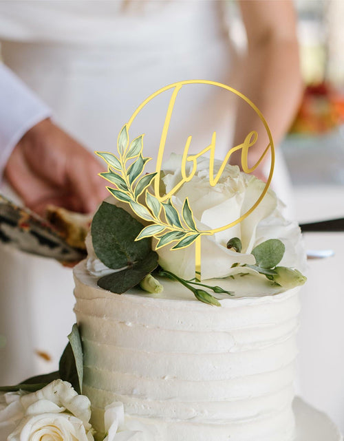 Load image into Gallery viewer, Party to Be Love Wedding Cake Topper Gold Acrylic Love 01 Design 02
