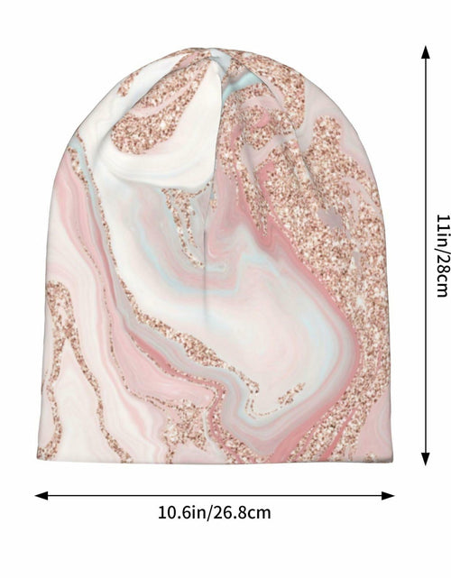 Load image into Gallery viewer, NoUtat Rose Gold Glitter Coral Gray Pastel Marble Slouchy Beanie Hat Unisex
