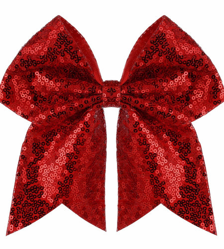 ZOLYCO Large 7" Glitter Cheer Bows Clips Hair Accessories Red 1Pcs