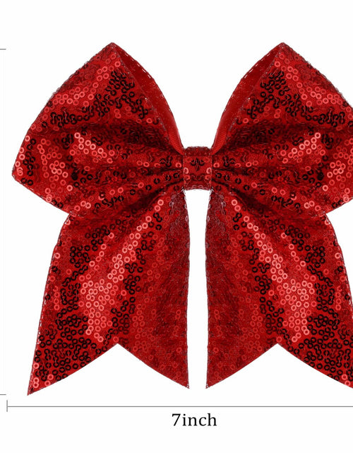 Load image into Gallery viewer, ZOLYCO Large 7" Glitter Cheer Bows Clips Hair Accessories Red 1Pcs
