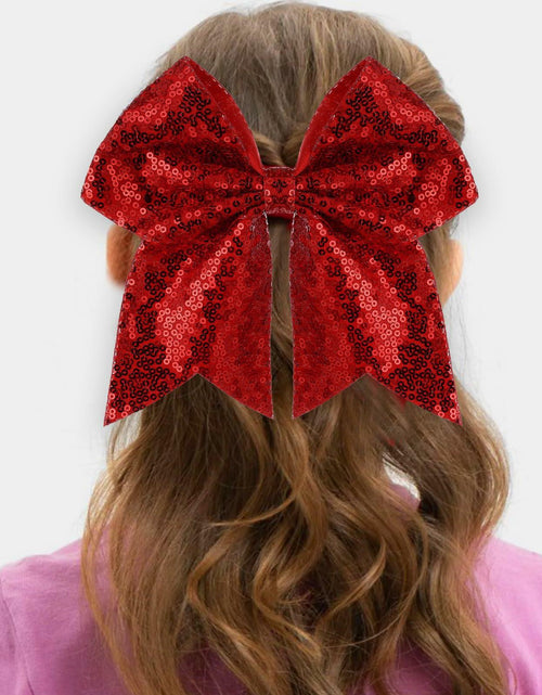 Load image into Gallery viewer, ZOLYCO Large 7" Glitter Cheer Bows Clips Hair Accessories Red 1Pcs
