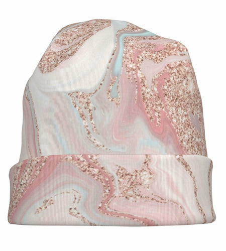 NoUtat Rose Gold Glitter Coral Gray Pastel Marble Slouchy Beanie Hat Unisex