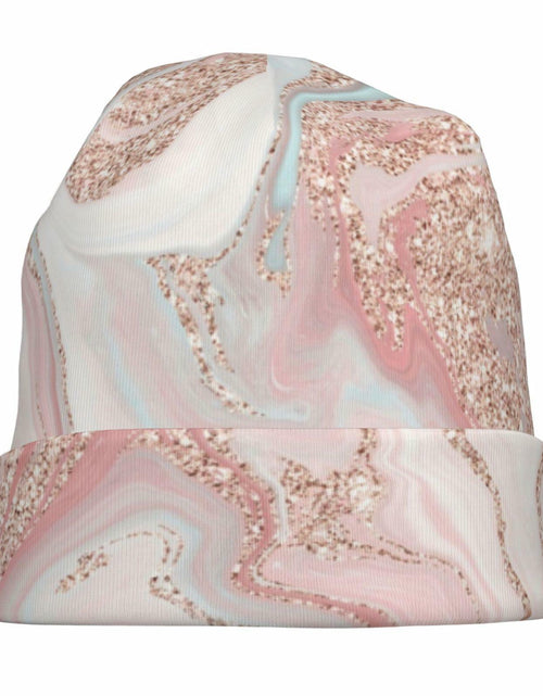 Load image into Gallery viewer, NoUtat Rose Gold Glitter Coral Gray Pastel Marble Slouchy Beanie Hat Unisex
