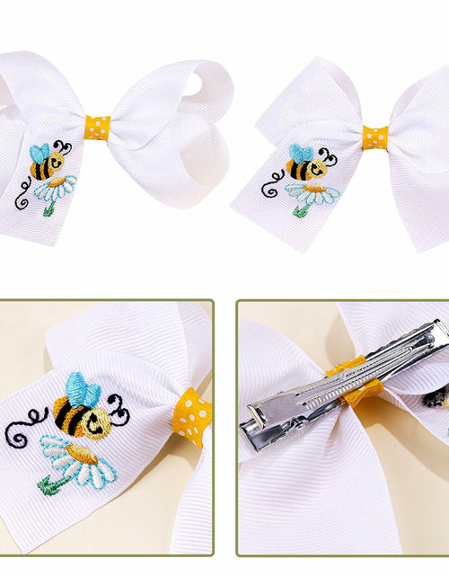 Load image into Gallery viewer, XEININVU Bee Hair Clips Toddler Girls Bowknot Hair Barrettes Yellow White 2PCS
