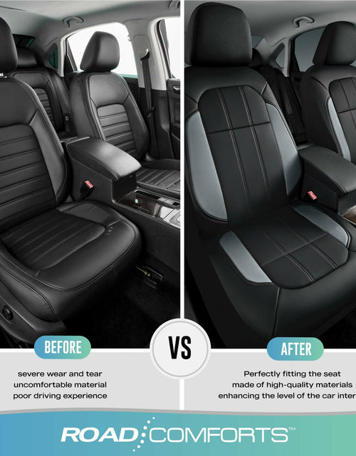 Load image into Gallery viewer, Road Comforts Breathable Leather Car Seat Covers Front Seats Airbag Safe Gray

