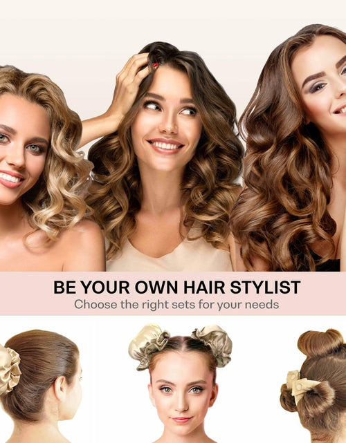 Load image into Gallery viewer, BLINKEEN Satin Heatless Hair Curlers Pillow Rollers with Caps Black 2 Sets
