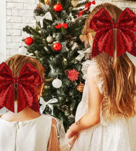 ZOLYCO Large 7" Glitter Cheer Bows Clips Hair Accessories Red 1Pcs