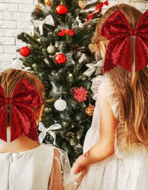 Load image into Gallery viewer, ZOLYCO Large 7" Glitter Cheer Bows Clips Hair Accessories Red 1Pcs
