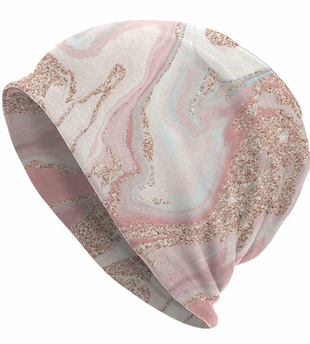 NoUtat Rose Gold Glitter Coral Gray Pastel Marble Slouchy Beanie Hat Unisex