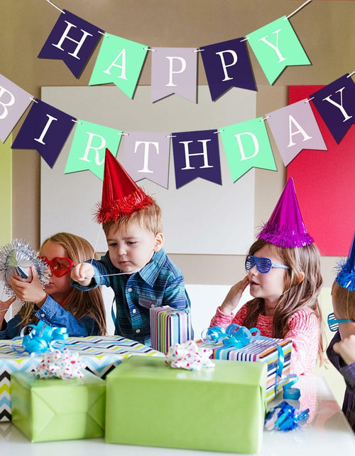 Load image into Gallery viewer, Imtively Happy Birthday Banner Purplish Paper Party Decoration
