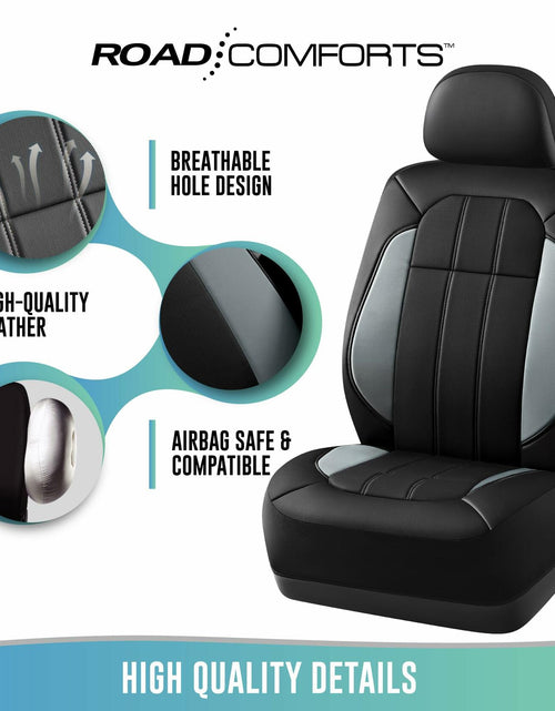 Load image into Gallery viewer, Road Comforts Breathable Leather Car Seat Covers Front Seats Airbag Safe Gray
