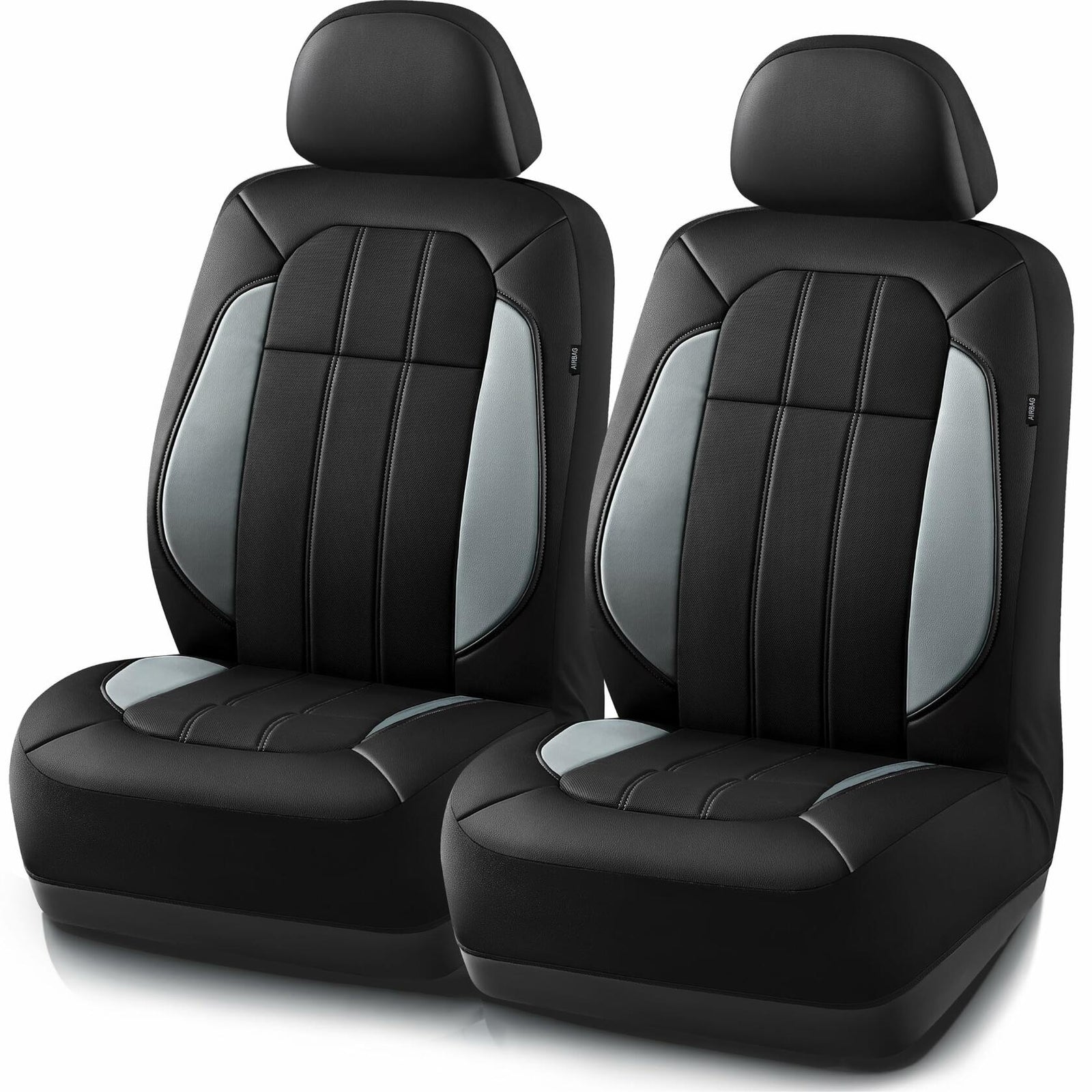 Road Comforts Breathable Leather Car Seat Covers Front Seats Airbag Safe Gray