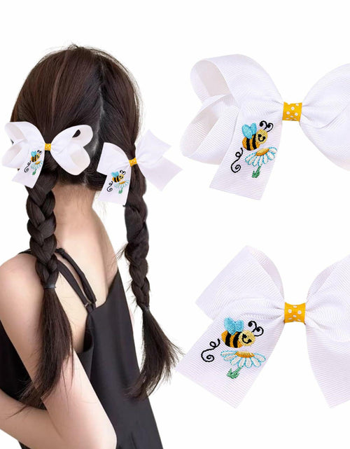 Load image into Gallery viewer, XEININVU Bee Hair Clips Toddler Girls Bowknot Hair Barrettes Yellow White 2PCS
