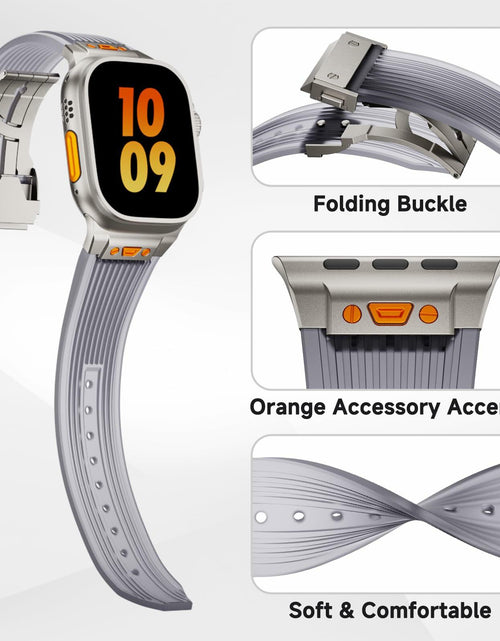 Load image into Gallery viewer, Jopinl Clear Silicone Watch Band for Apple Watch Ultra 49mm Black
