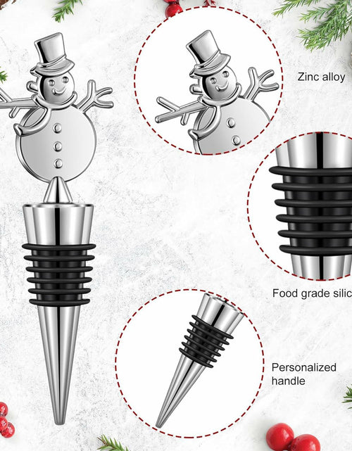 Load image into Gallery viewer, MANTIANJIN Christmas Wine Bottle Stoppers 5-Pack Zinc Alloy Silicone Silver

