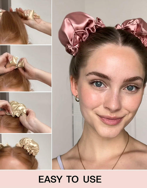 Load image into Gallery viewer, BLINKEEN Satin Heatless Hair Curlers Pillow Rollers with Caps Black 2 Sets
