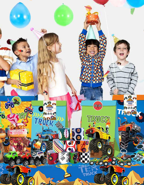 Load image into Gallery viewer, XIPEGPA Truck Party Favors Set - Keychains Slap Bracelets Stickers Straws
