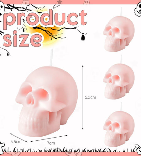 Nuanchu Halloween Skull Candles 6 Pack Large Pink Pastel Gothic Decor