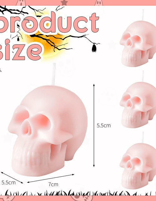 Load image into Gallery viewer, Nuanchu Halloween Skull Candles 6 Pack Large Pink Pastel Gothic Decor
