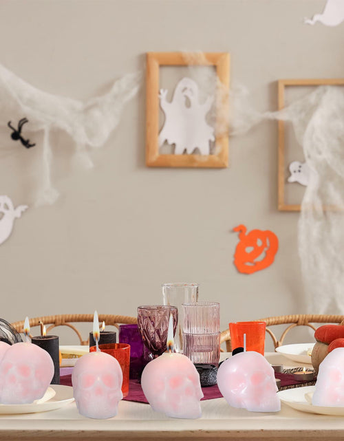 Load image into Gallery viewer, Nuanchu Halloween Skull Candles 6 Pack Large Pink Pastel Gothic Decor
