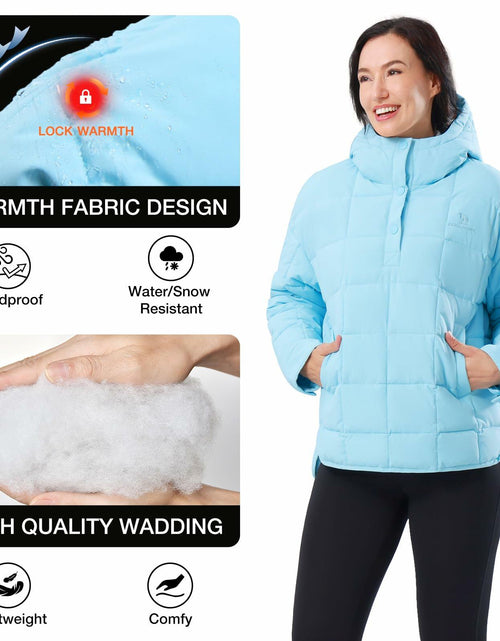Load image into Gallery viewer, CAMELSPORTS Women's Lightweight Hooded Quilted Puffer Jacket Blue Size S
