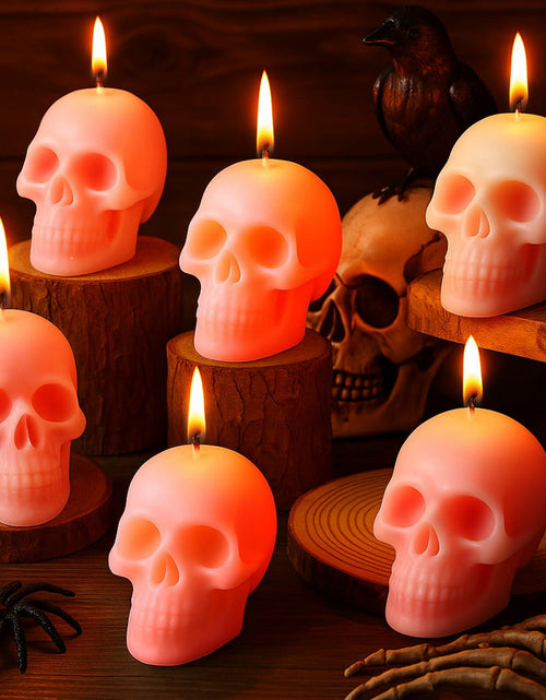 Load image into Gallery viewer, Nuanchu Halloween Skull Candles 6 Pack Large Pink Pastel Gothic Decor
