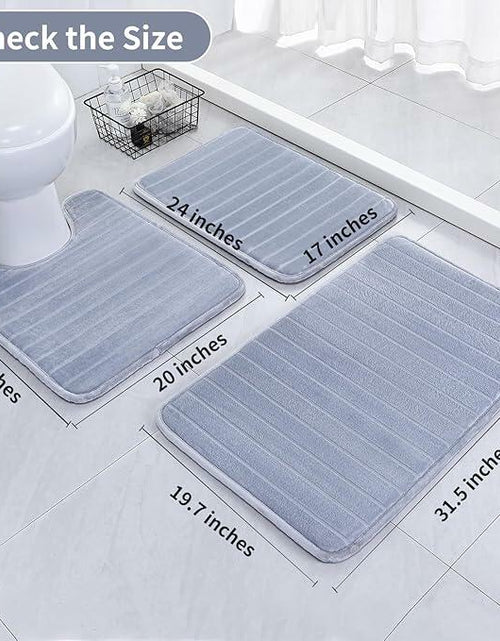Load image into Gallery viewer, SWEMSTAR Bathroom Rugs 2pcs Memory Foam Quick-Dry Gray 17x24 + 20x32
