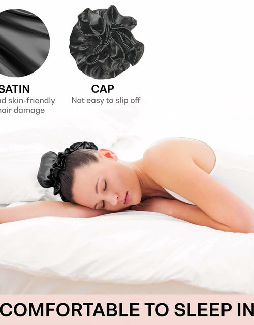 Load image into Gallery viewer, BLINKEEN Satin Heatless Hair Curlers Pillow Rollers with Caps Black 2 Sets
