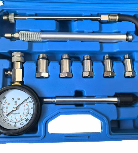 ZEAJSRU Engine Cylinder Compression Tester Kit Dual Fuel Vacuum Gauge Blue