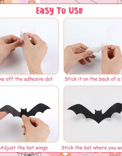 Load image into Gallery viewer, Sursurprise 48PCS 3D Halloween Bat Wall Stickers Pink Black Hot Pink Decor
