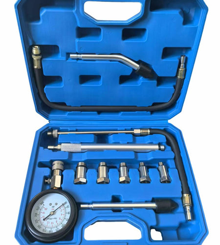 ZEAJSRU Engine Cylinder Compression Tester Kit Dual Fuel Vacuum Gauge Blue