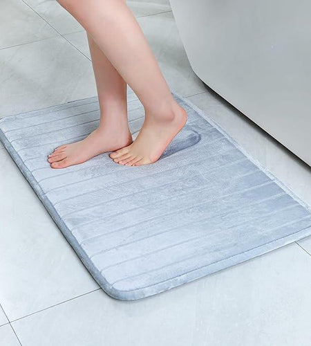 SWEMSTAR Bathroom Rugs 2pcs Memory Foam Quick-Dry Gray 17x24 + 20x32