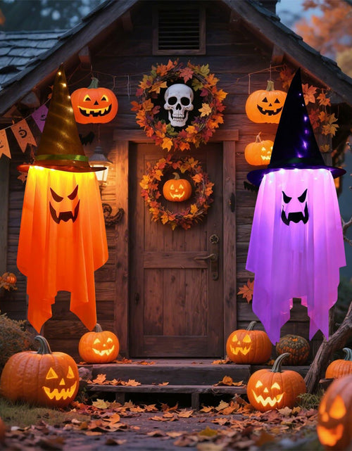 Load image into Gallery viewer, Svkipibe 2PCS 42x14in Halloween Large Standing Ghost Lights Orange 8 Modes
