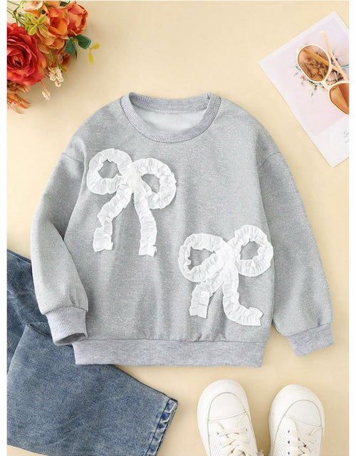 Load image into Gallery viewer, SOLY HUX Toddler Girl Crewneck Sweatshirt Grey Bows Graphic Size 5T
