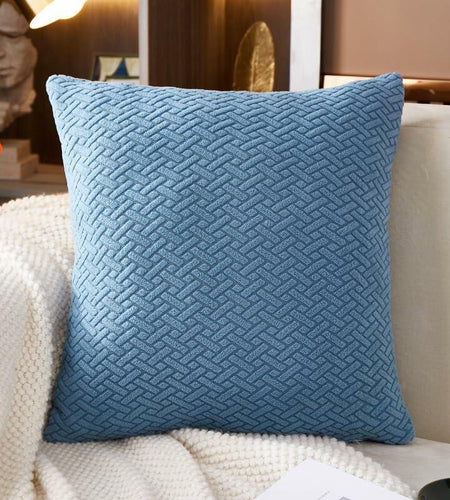 Yoovat Throw Pillow Cover Texture Blue 16x16 Inch Waterproof Durable