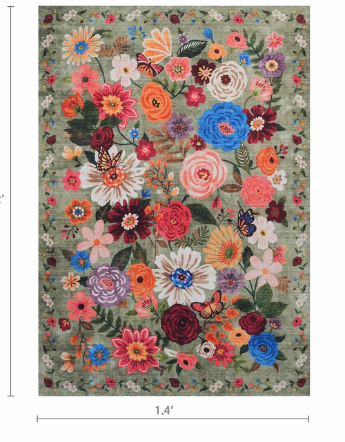 Load image into Gallery viewer, GRAMBET Area Rug 24x17 Inch Non Slip Low Pile Floral Green Garden
