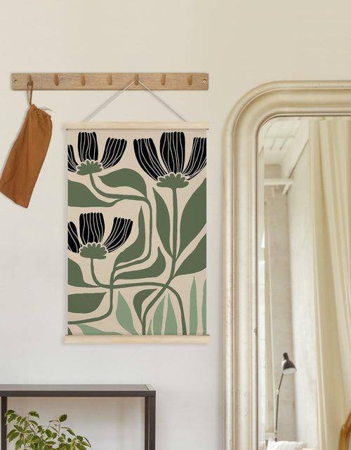 Load image into Gallery viewer, HRQKO Boho Black Flowers Wall Art Set of 2 Wooden Frames 16x24 Inch
