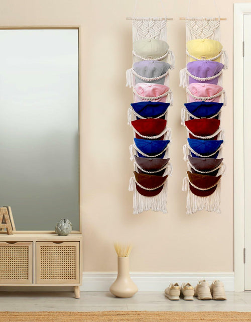 Load image into Gallery viewer, Hommtina Wall Mounted Hat Rack Organizer Brown 2 Pack Bohemian Style
