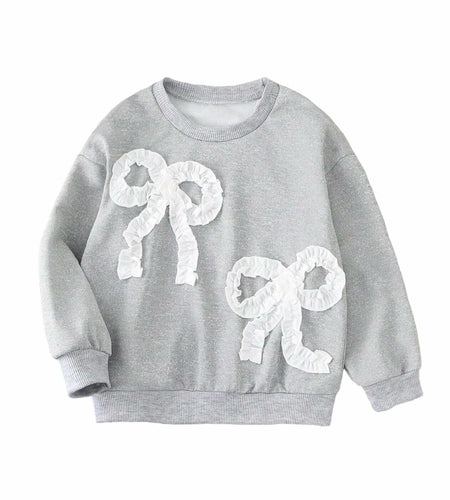 SOLY HUX Toddler Girl Crewneck Sweatshirt Grey Bows Graphic Size 5T