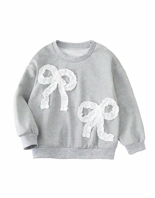 Load image into Gallery viewer, SOLY HUX Toddler Girl Crewneck Sweatshirt Grey Bows Graphic Size 5T
