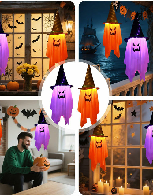 Load image into Gallery viewer, Svkipibe 2PCS 42x14in Halloween Large Standing Ghost Lights Orange 8 Modes
