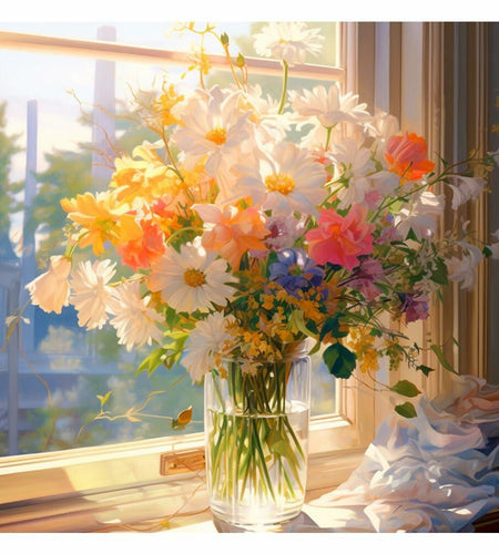 AMORARS 5D Diamond Painting Kit Flower DIY Art Deco Nature 12x12 Inch