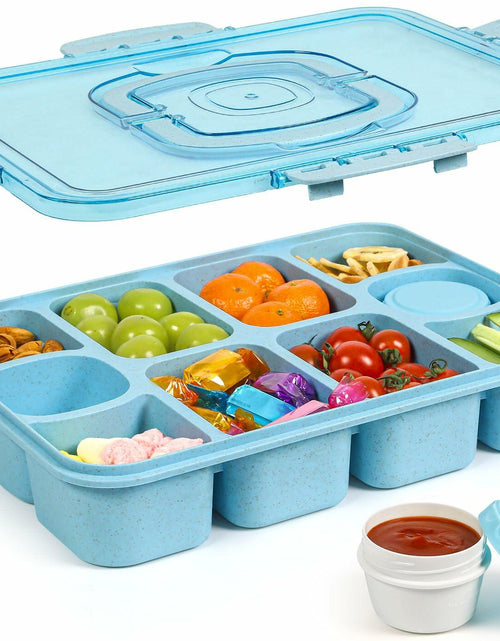 Load image into Gallery viewer, Caperci Snackle Box Large 10-Compartment Tray with Lid Handle Blue
