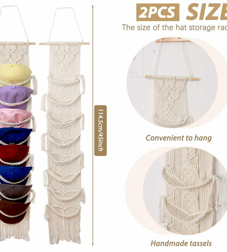 Hommtina Wall Mounted Hat Rack Organizer Brown 2 Pack Bohemian Style