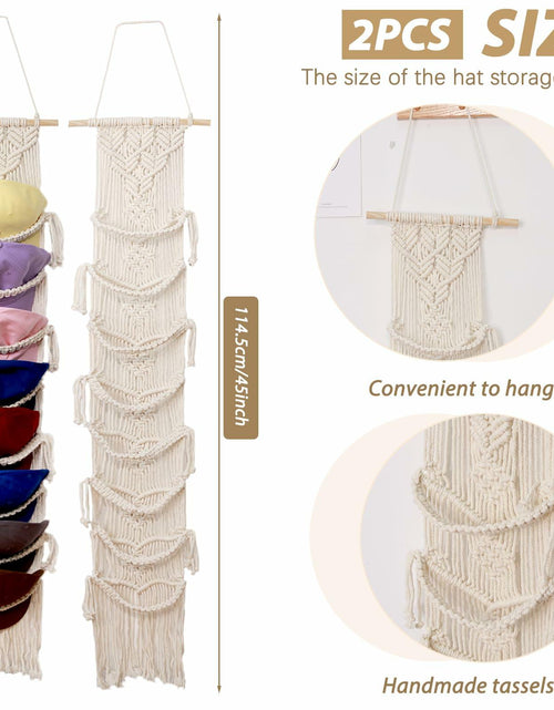 Load image into Gallery viewer, Hommtina Wall Mounted Hat Rack Organizer Brown 2 Pack Bohemian Style
