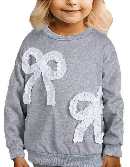 Load image into Gallery viewer, SOLY HUX Toddler Girl Crewneck Sweatshirt Grey Bows Graphic Size 5T
