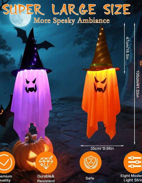 Load image into Gallery viewer, Svkipibe 2PCS 42x14in Halloween Large Standing Ghost Lights Orange 8 Modes
