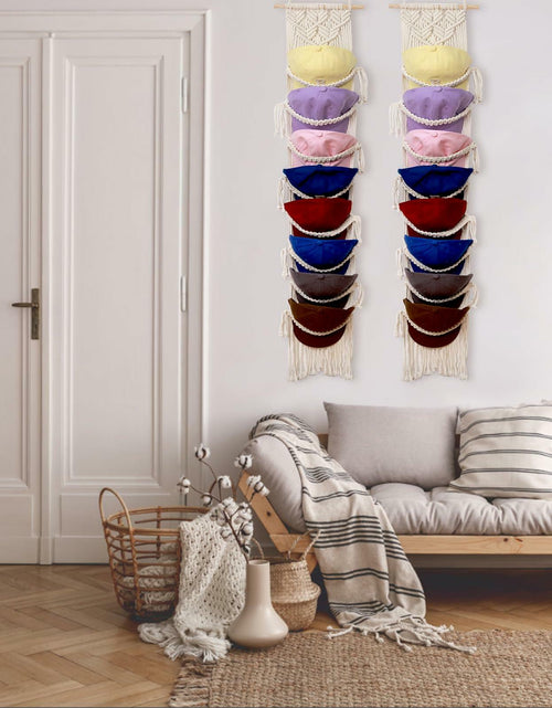 Load image into Gallery viewer, Hommtina Wall Mounted Hat Rack Organizer Brown 2 Pack Bohemian Style
