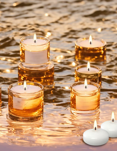 Load image into Gallery viewer, JEQUD 20 Pcs Floating Candles 1.5 Inch Unscented White Warm Tealights
